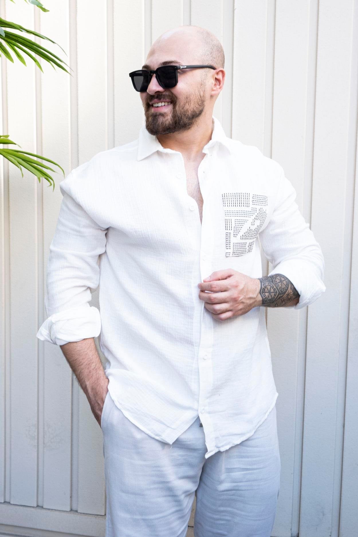 Executive Musli Fabric Shirt with Subtle Embroidery