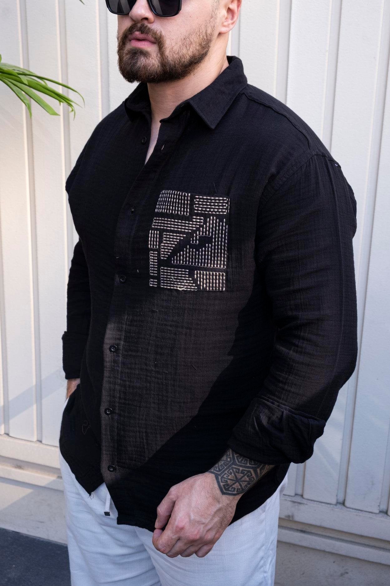 Premium Musli Fabric Shirt with Elegant Embroidery