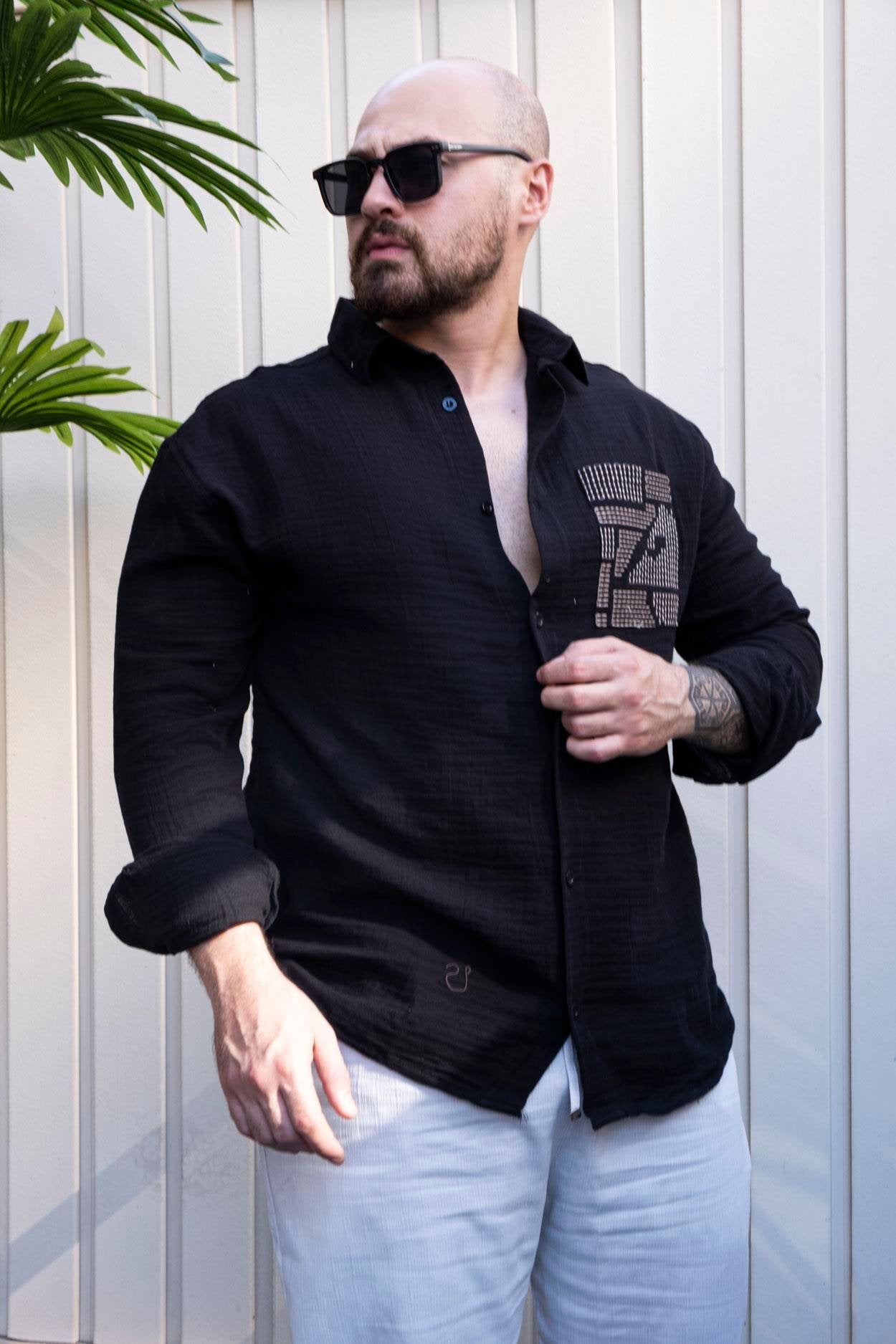 Premium Musli Fabric Shirt with Elegant Embroidery