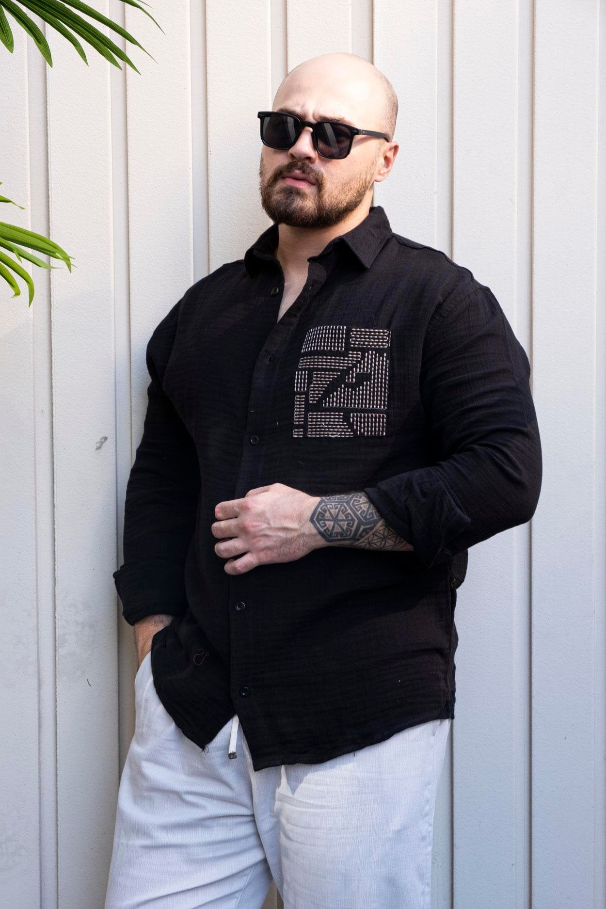 Premium Musli Fabric Shirt with Elegant Embroidery