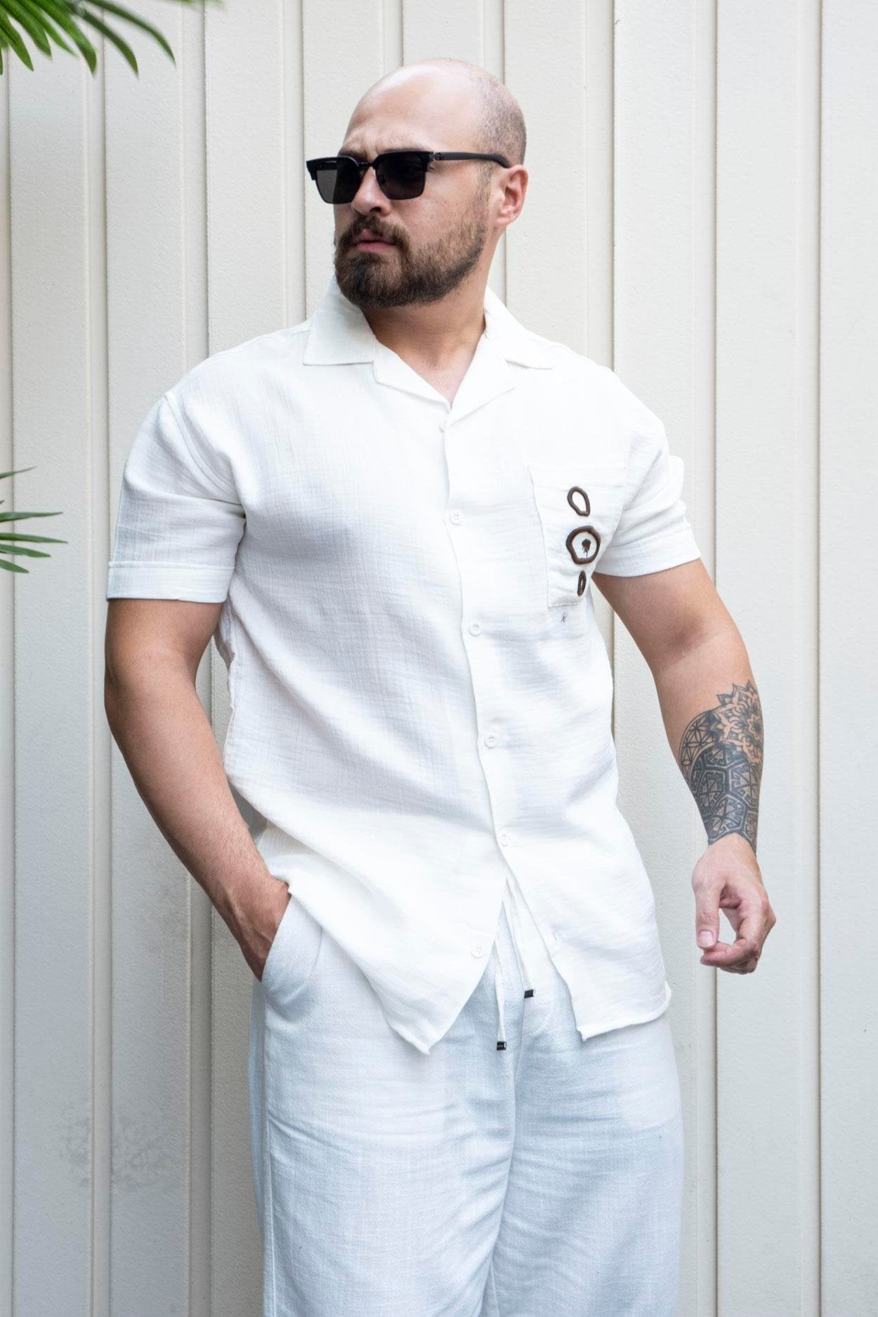 Luxe Embroidered Linen Everyday Wear Shirt