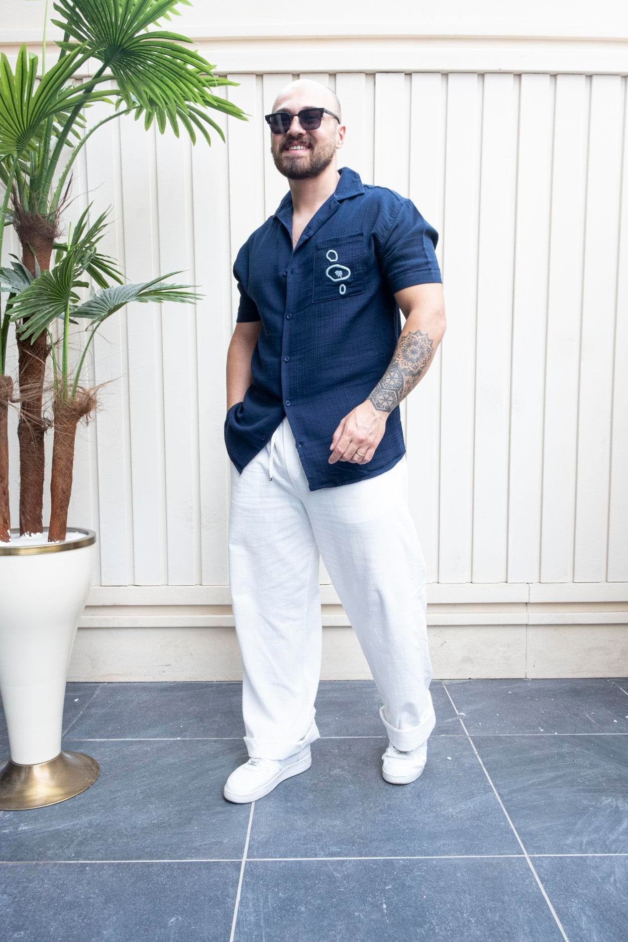 Heritage-Inspired Embroidered Linen Casual Shirt