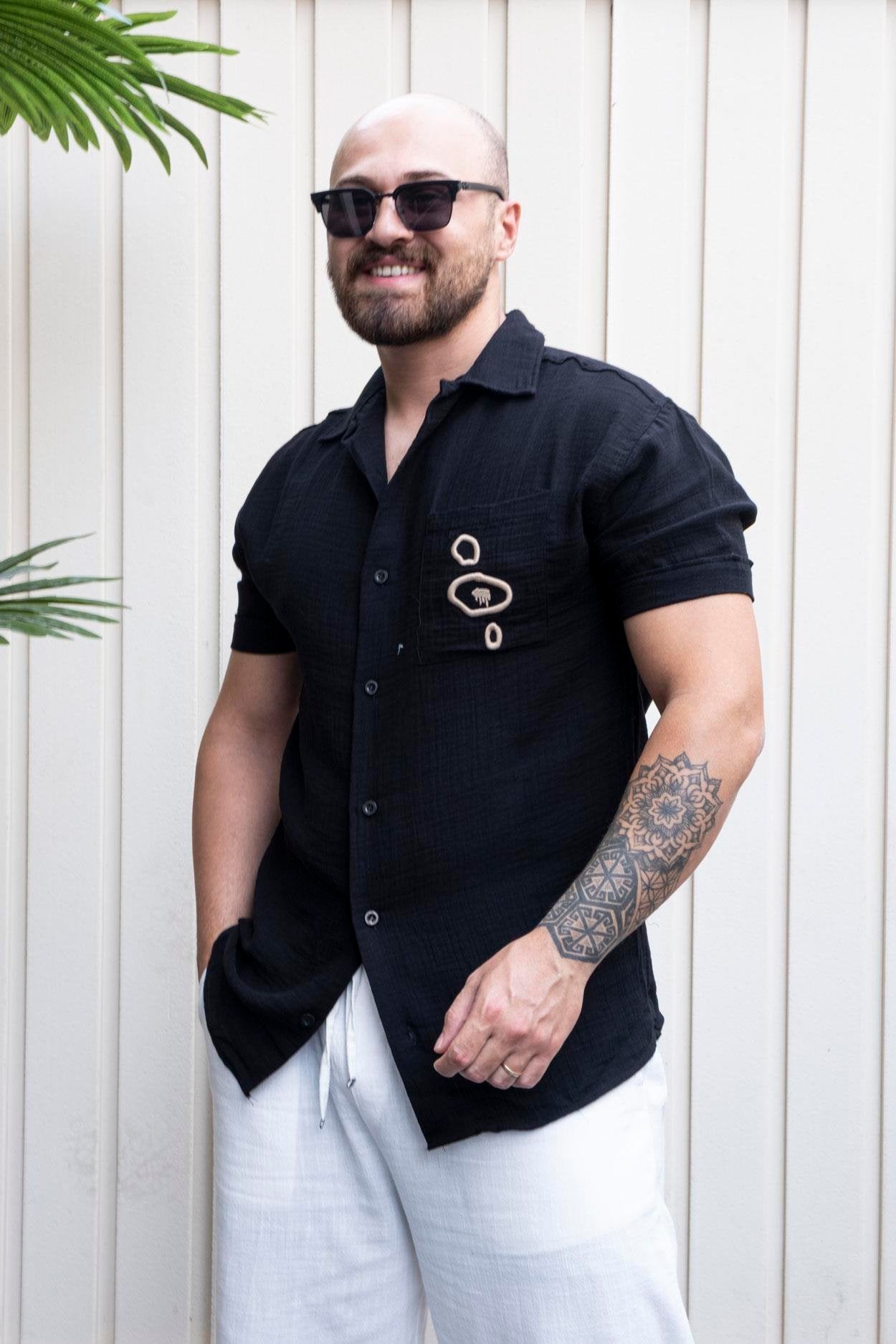 Tailored Embroidered Linen Relaxed Fit Shirt