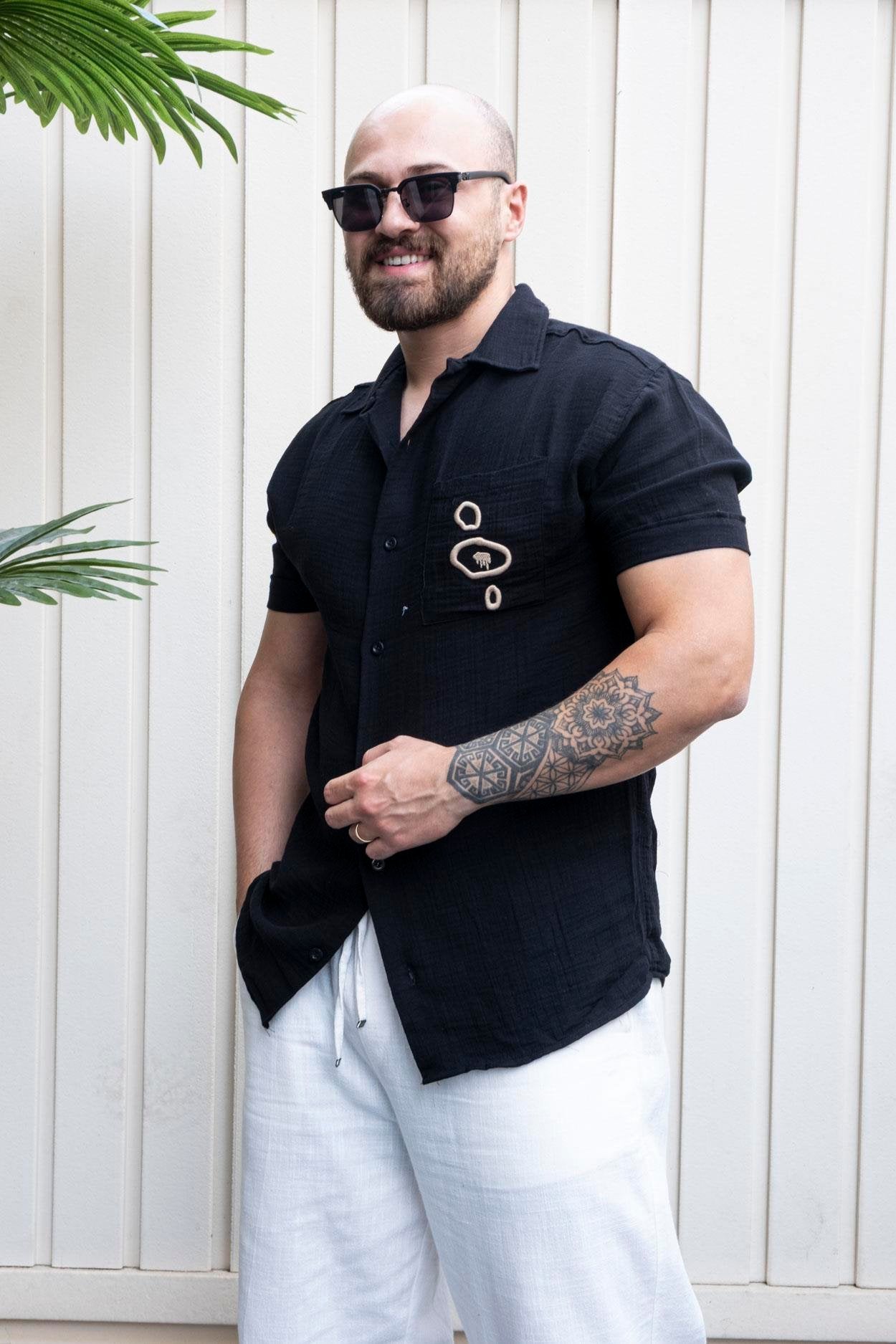 Tailored Embroidered Linen Relaxed Fit Shirt