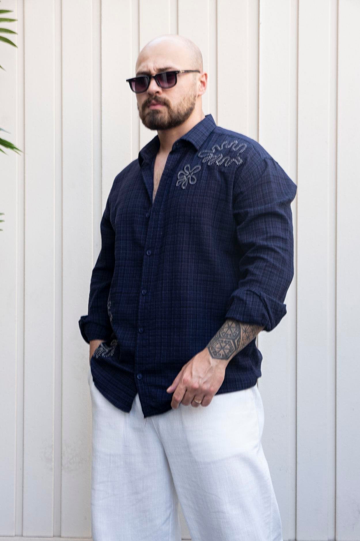 Stylish Relaxed Fit Cotton Shirt with Embroidery