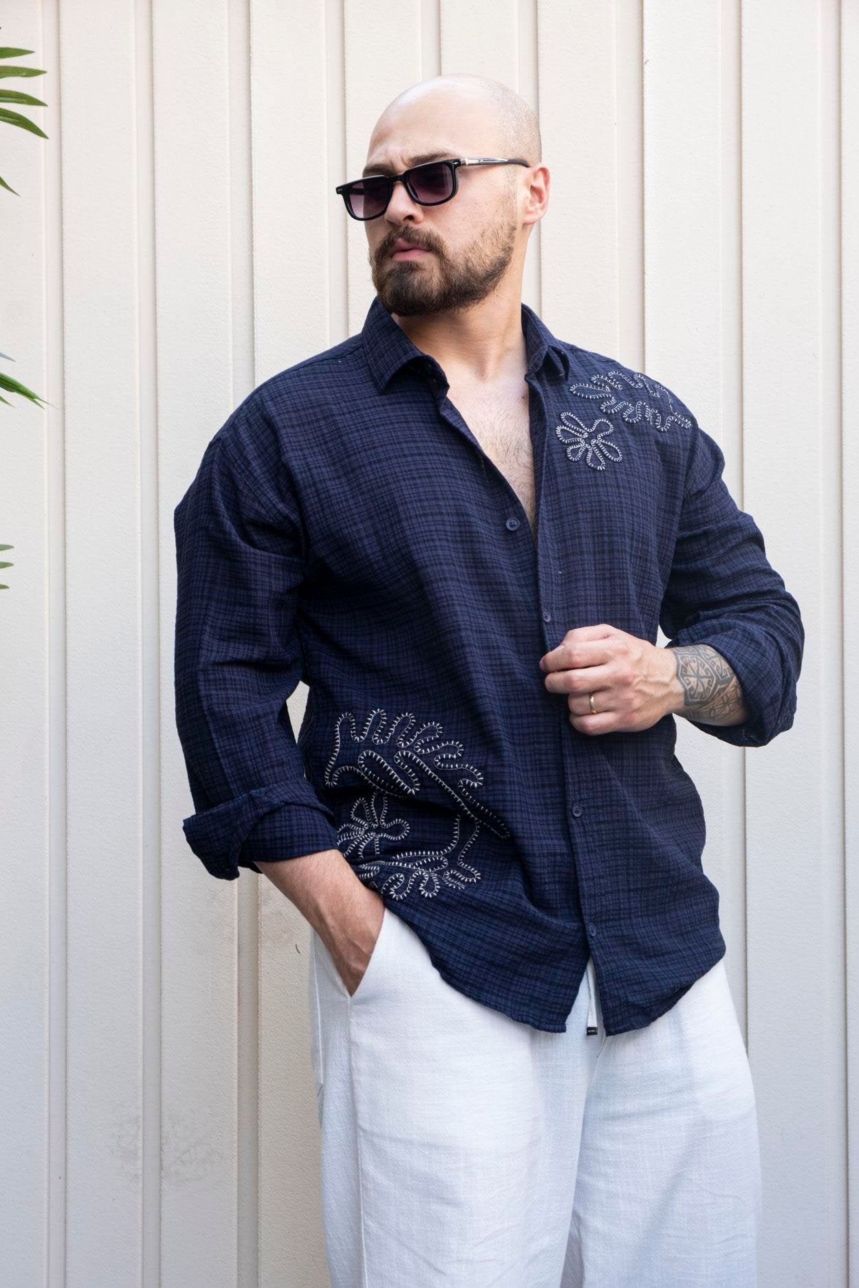 Stylish Relaxed Fit Cotton Shirt with Embroidery