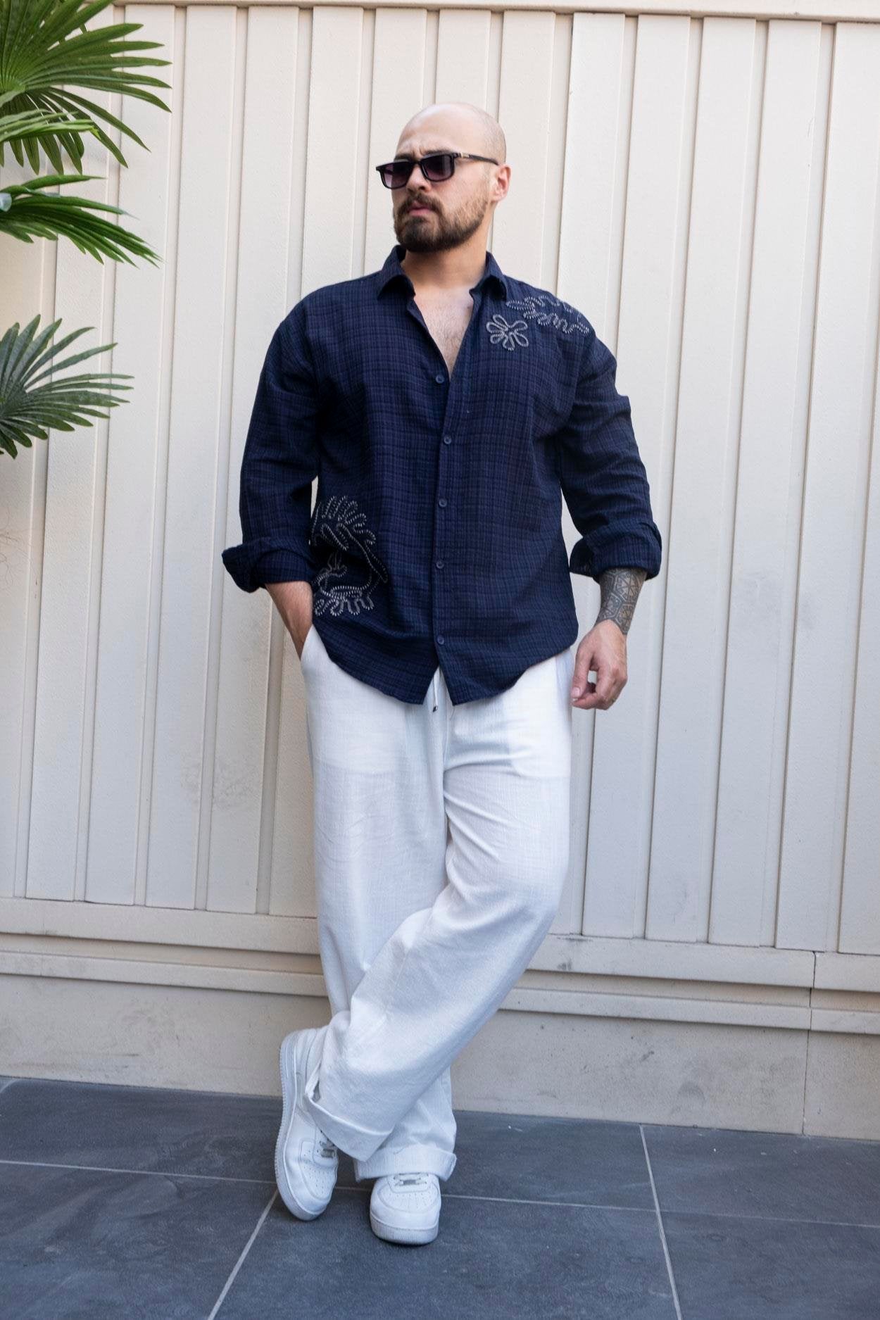 Stylish Relaxed Fit Cotton Shirt with Embroidery