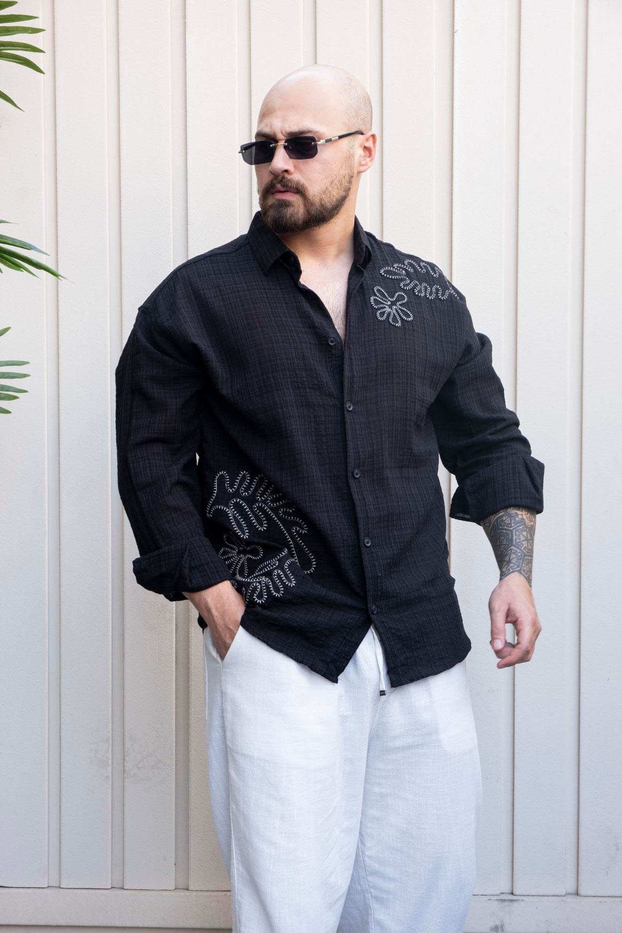 Classic Embroidered Cotton Shirt – Relaxed Fit