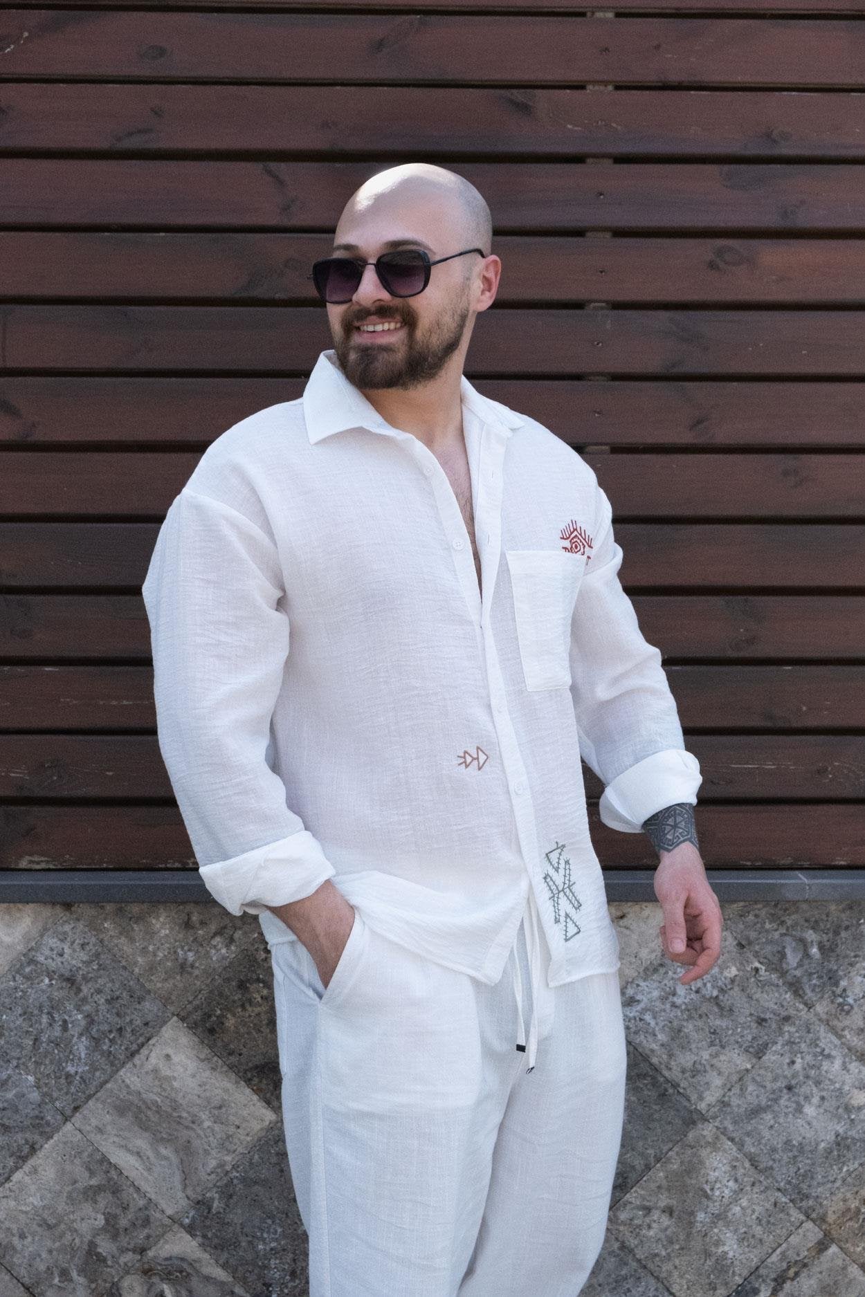 Premium Embroidered Fabric Relaxed Fit Shirt