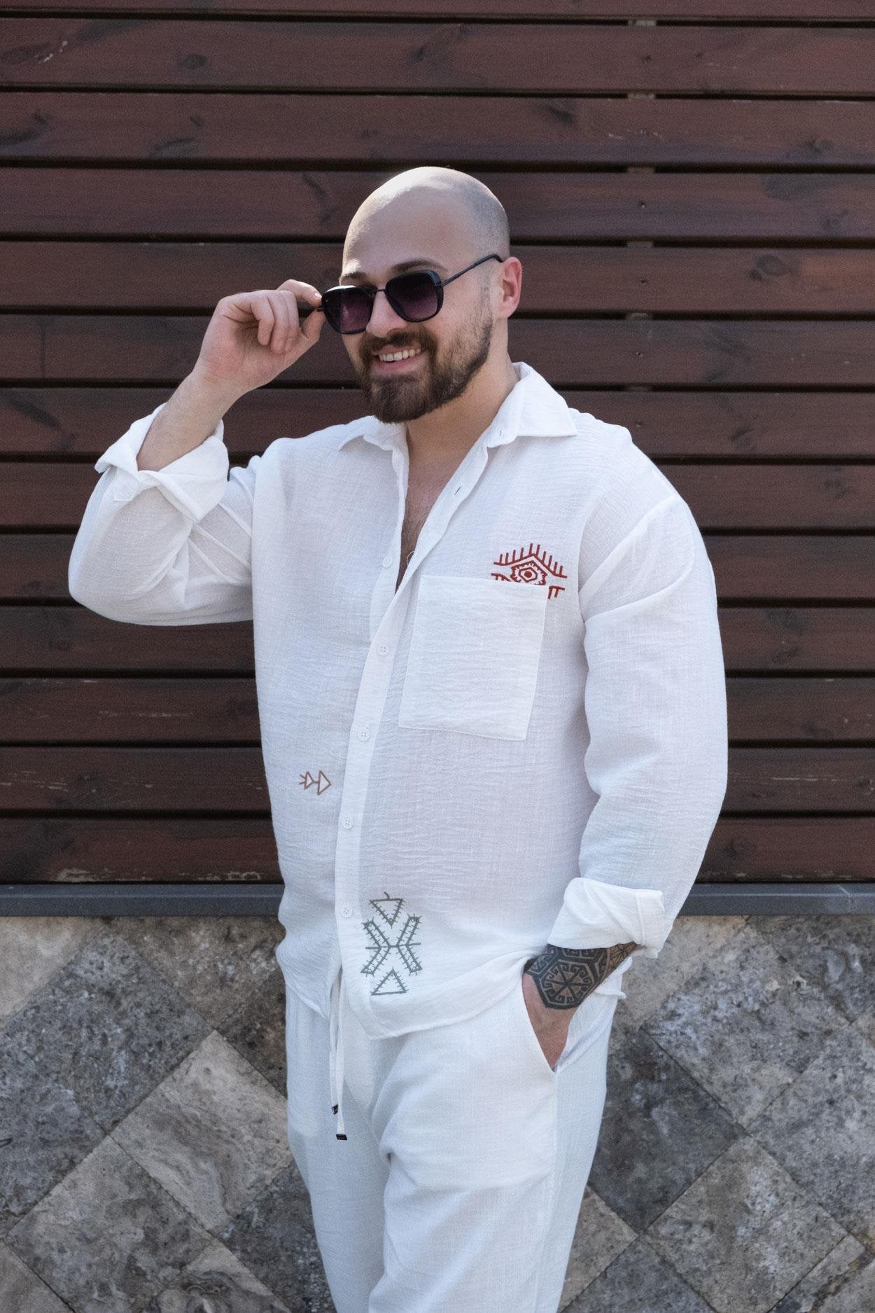 Premium Embroidered Fabric Relaxed Fit Shirt