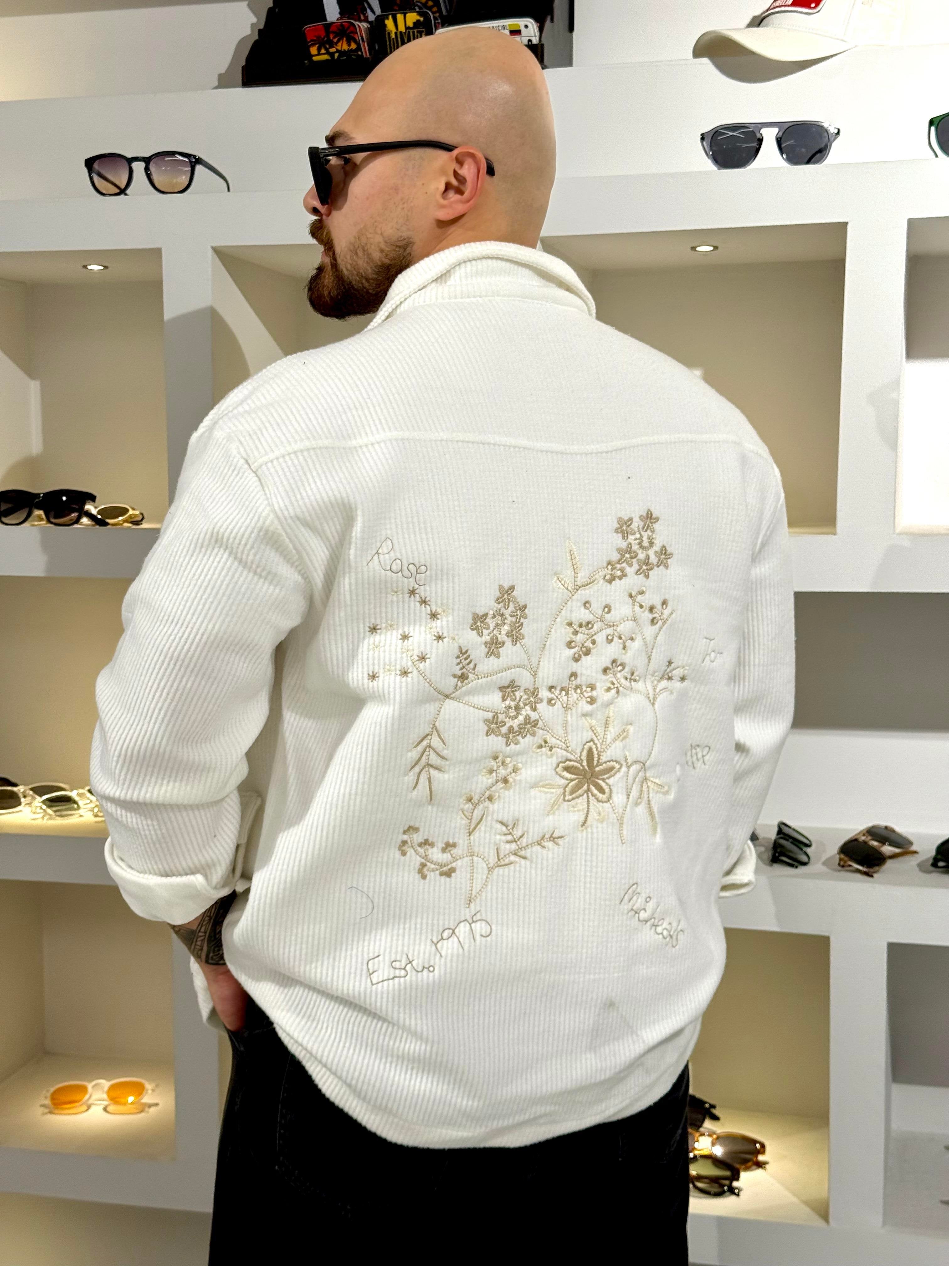 Trendy Oversized Soft Fabric Shirt with Embroidered Back