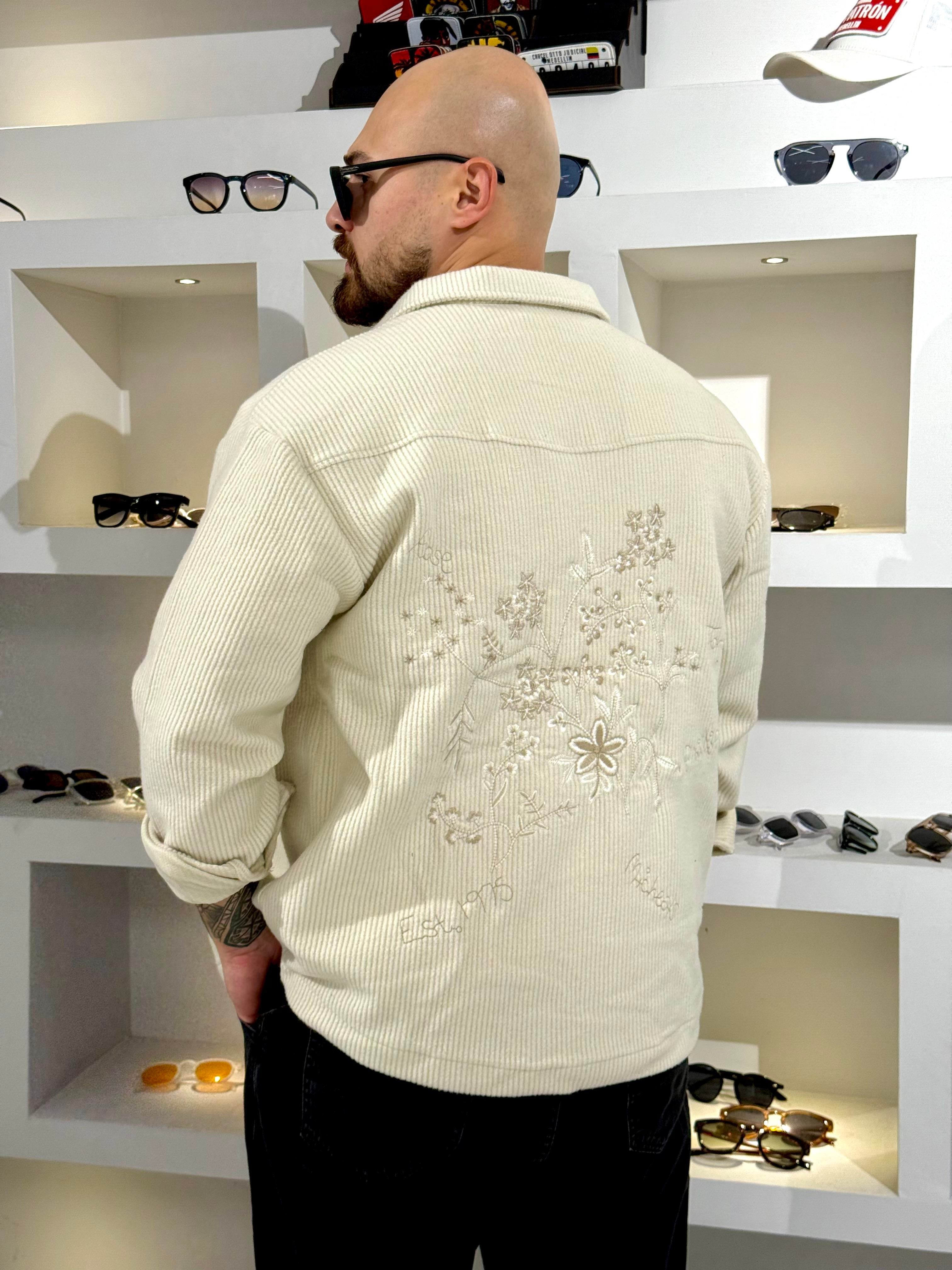 Classic Oversize Soft Textured Shirt with Embroidered Back Work