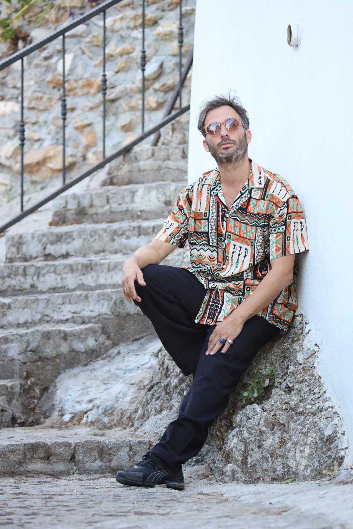 Colorful Patterned Short Sleeve Men's Shirt