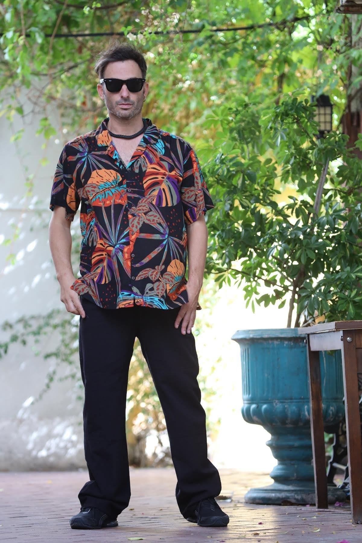 Black Patterned Avatar Shirt