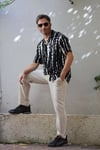 Black Patterned Short Sleeve Men's Shirt