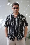 Black Patterned Short Sleeve Men's Shirt