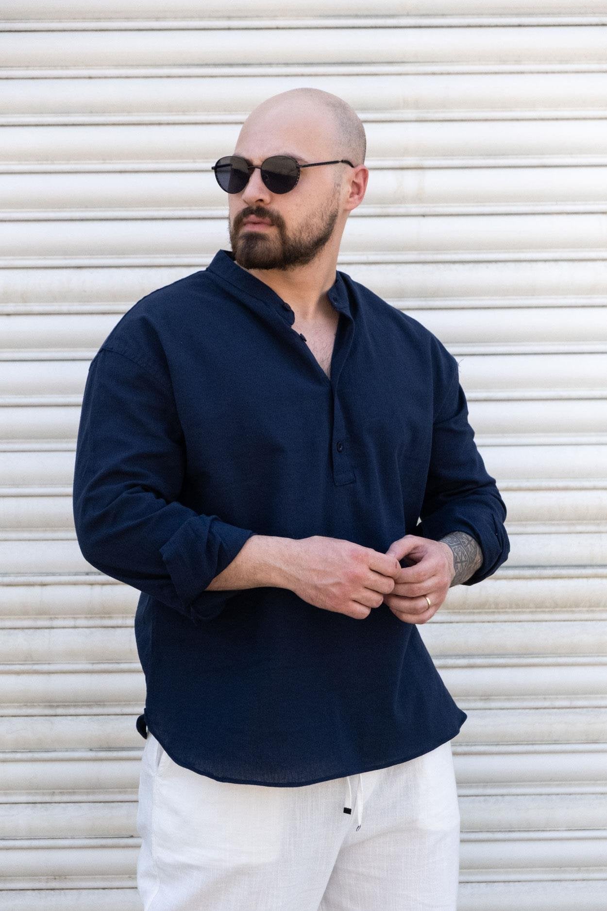 Effortless Style Half-Button Linen Comfort Shirt